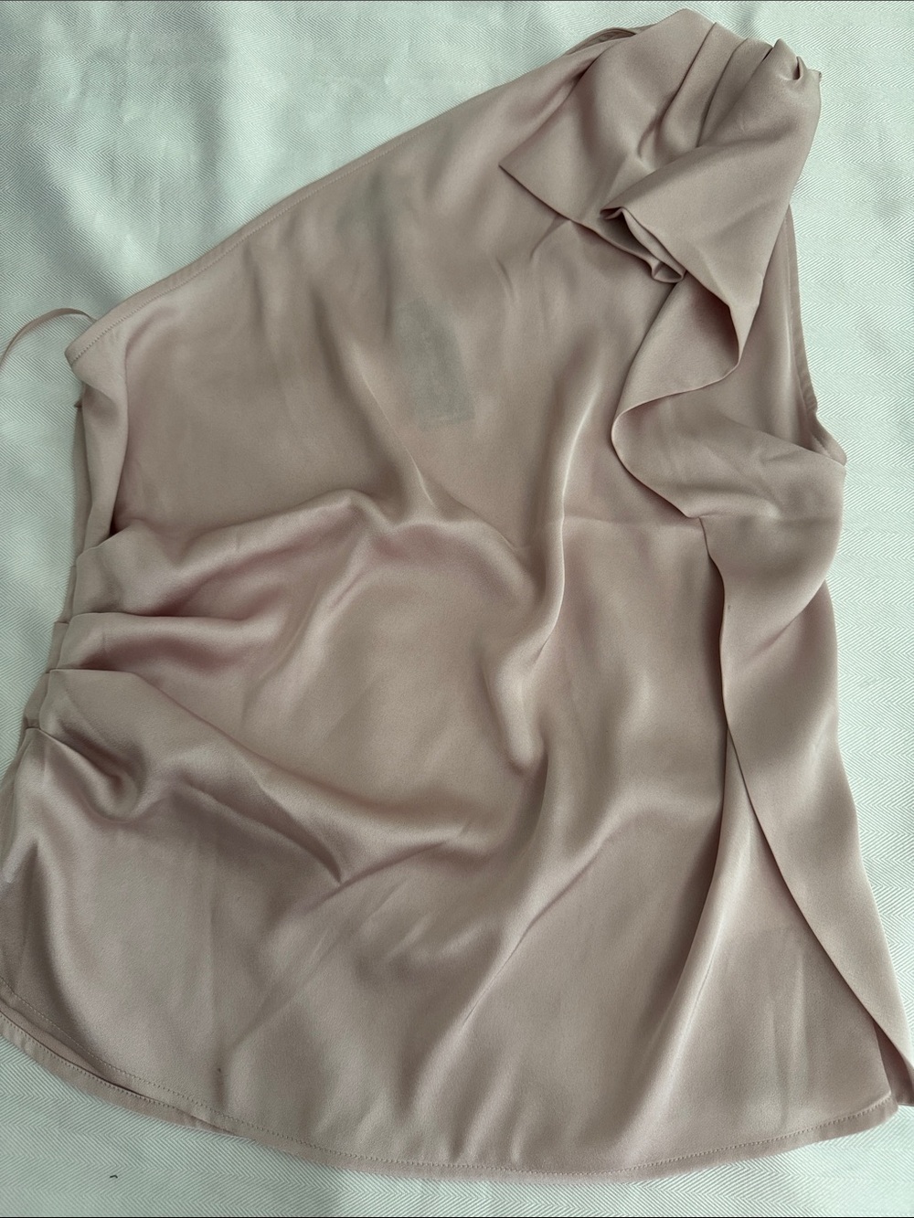 Express Silky One-Shoulder Slip Top in Dusty Mauve
